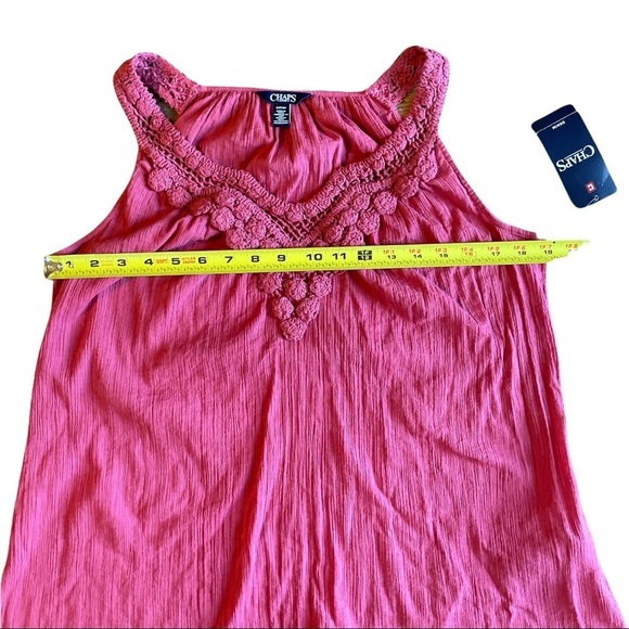 Chaps Pale Red Crocheted Lace Blouse top. Size Small - Picture 8 of 13